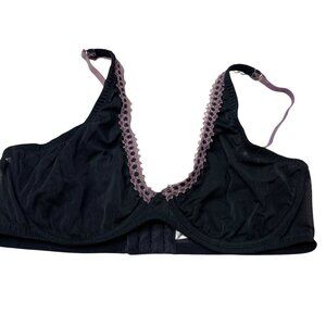 Gilligan & O'Malley Bra Size 40C Black Pink Lace Push-Up Underwire Sheer Mesh